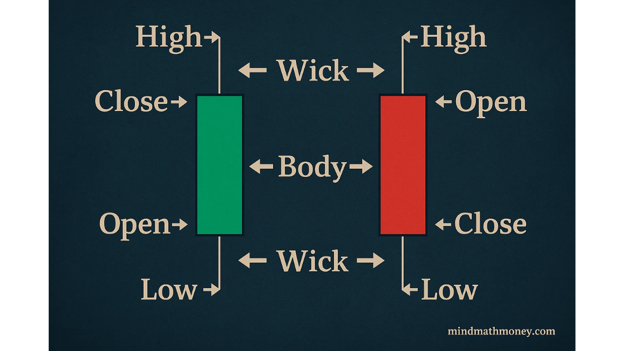 Penjelasan anatomi grafik candlestick bullish dan bearish